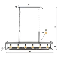 Bar hanglamp met wijnglazen rek - Santa Decorate