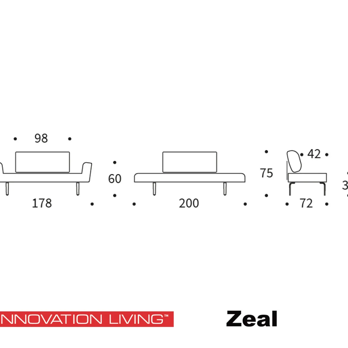 Bedbank met verstelbare armleuningen - Innovation Living Zeal