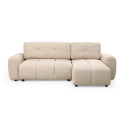 Beige slaapbank met chaise longue - Bodio Wavy
