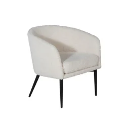 Beige teddy fauteuil zwarte poten - Lavis Fluffy