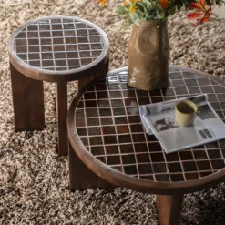 Bijzettafel hout met tegeltjes - By-Boo TiledUp