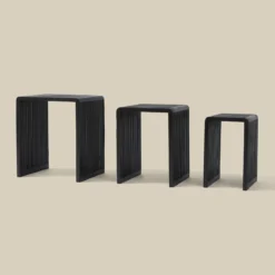 Bijzettafel set latjes zwart teak - Bodio Teak Slats