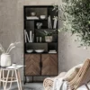 Boekenkast zwart teak met visgraat - DTP Home Criss Cross