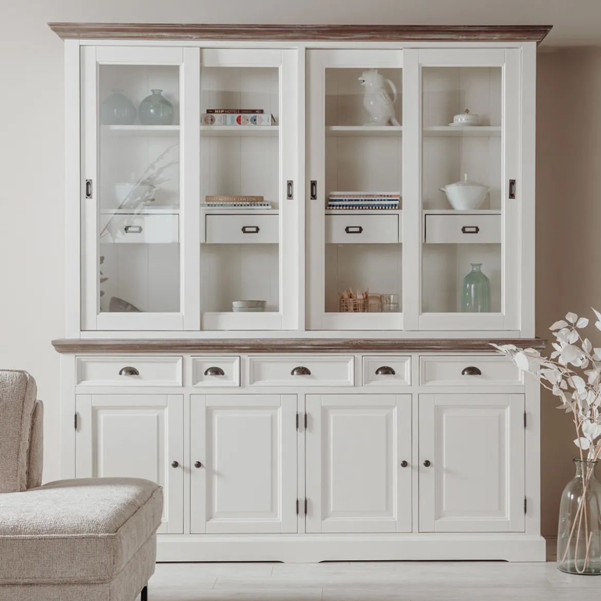 Buffetkast Romantisch wit L - Tower Living Fleur