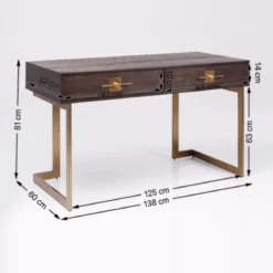 Bureau donker hout met messing - Kare Design Osaka