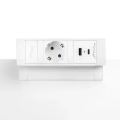 Bureau stekkerdoos wit 1x230V, 1xUSB-A, 1xUSB-C (incl. aansluitsnoer randaarde 1,5 meter) - Lavis Power Desk Up® 2.0