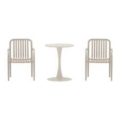 Cafeset beige stoelen en ronde tafel - Lavis Limnos