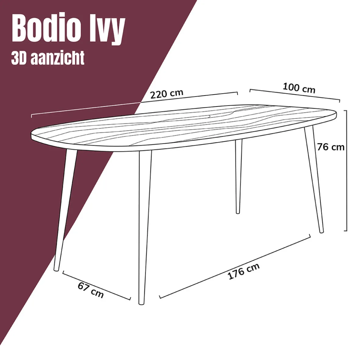 Deens ovalen bruine eettafel - Bodio Ivy