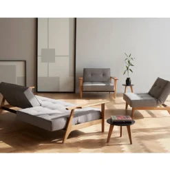 Design slaapbank met eiken armleuningen - Innovation Living Splitback Frej Natural