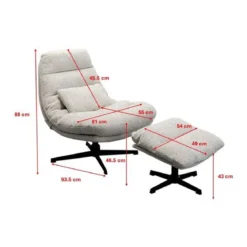 Draai fauteuil met voetenbank - Kare Design Columbia