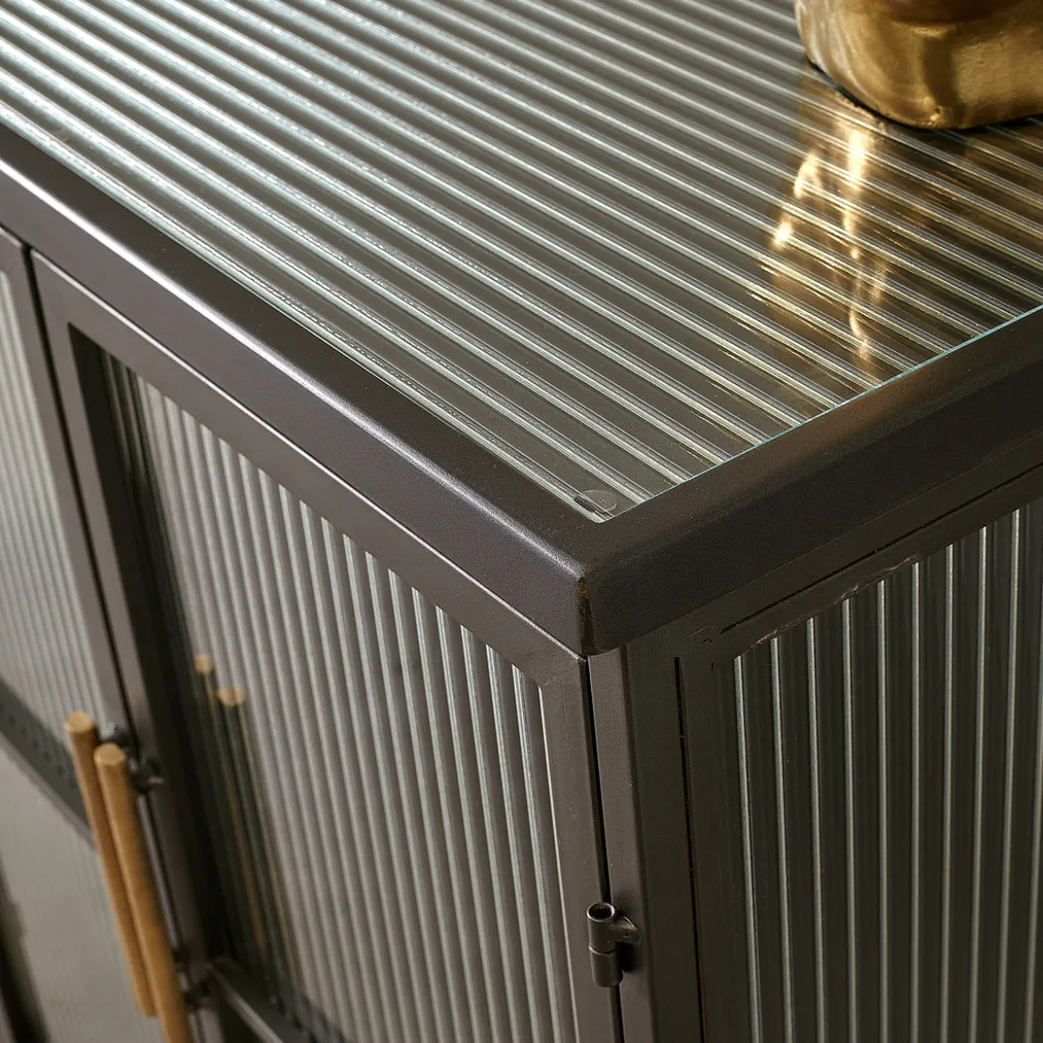 Dressoir zwart met ribbelglas - Kare Design Gomera