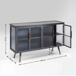 Dressoir zwart met ribbelglas - Kare Design Gomera