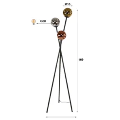 Driepoot vloerlamp gekleurd glas - Santa Molecule