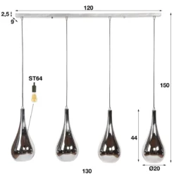 Druppelvormige hanglamp glas - Santa Silver Drop