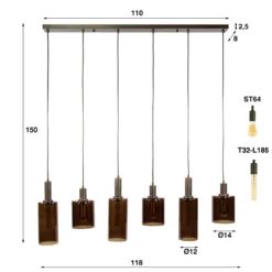Eettafel hanglamp brons glas - Santa Sepiora