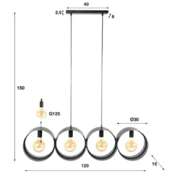 Eettafel hanglamp rond metaal gaas - Santa Ring