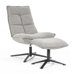 Fauteuil met voetenbank boucle - Eleonora Marcus