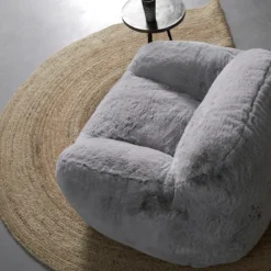 Fauteuil zachte vacht grijs - Bodio Fluff