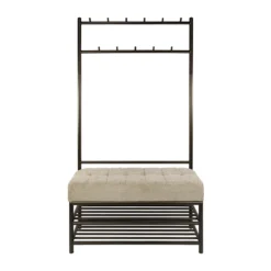 Garderobebank met brons frame en stof - Santa Luno
