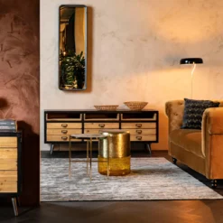 Gouden bijzettafel met glas - Dutchbone Cave