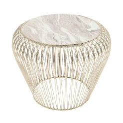 Gouden bijzettafel met marmer - Kare Design Beam Grey