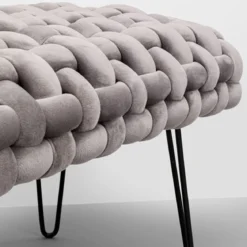 Grijs bankje gewoven fluweel - Kare Design Weave Grey
