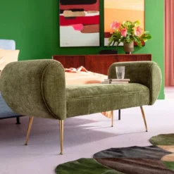 Groen bankje met goud - Kare Design Trono