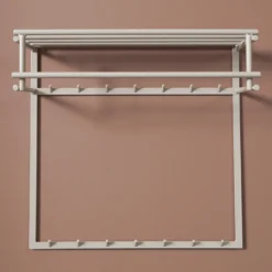Grote kapstok beige met hoedenplank - Bodio Buis