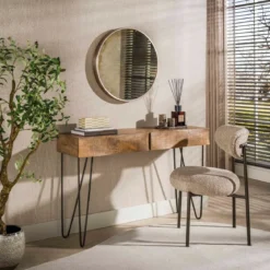 Haltafel mangohout met golvend front - Giani Ocean