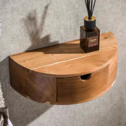 Hangend nachtkastje half rond hout - Giani Curve