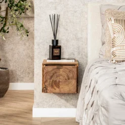 Hangend nachtkastje hout met grote lade - Giani Block