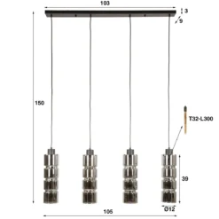 Hanglamp eettafel glazen cyclinders - Santa Cylinder Glas