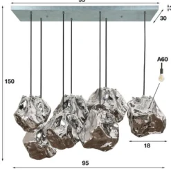 Hanglamp eettafel met glazen stenen - Santa Rock