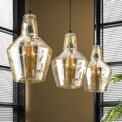 Hanglamp glazen kegel - Santa Amber Glas