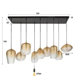 Hanglamp 9 lichts glas - Santa Dot Pattern