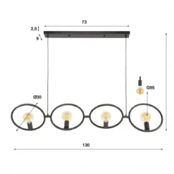 Hanglamp 4-lichts zwart - Santa Loop