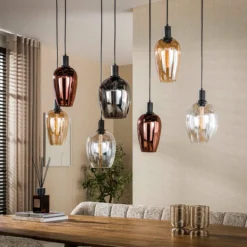 Hanglamp met gekleurde glazen kappen - Santa Amfora