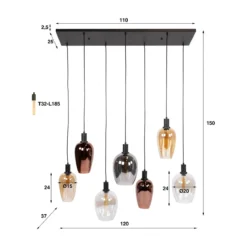 Hanglamp met gekleurde glazen kappen - Santa Amfora