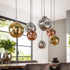 Hanglamp met 7 glazen bollen - Santa Stellar