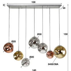 Hanglamp met 7 glazen bollen - Santa Stellar