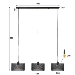 Hanglamp zwart gaas - Santa Mesh Round