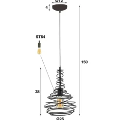 Hanglamp zwart staaldraad - Santa Spinn