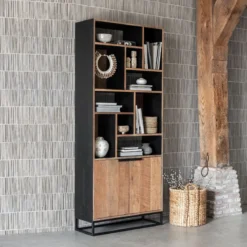 Hoge vakkenkast teakhout - DTP Home Cosmo