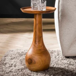 Houten bijzettafel met bolvoet - Giani Bola