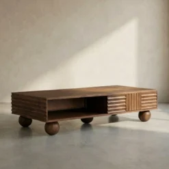 Houten salontafel met houtsnijwerk - Bodio Yemi