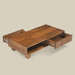 Houten salontafel met houtsnijwerk - Bodio Yemi