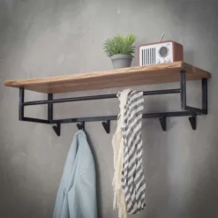 Industriele kapstok zwart met hout - Santa Poca Edge