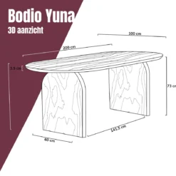 Japandi eettafel ronde hoeken - Bodio Yuna