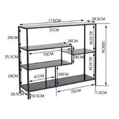 Laag wandrek staal met glas - Kare Design Loft
