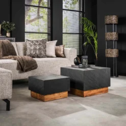 Leisteen salontafel set van 2 - Giani Blox Slate